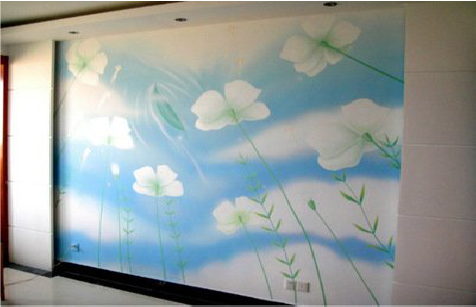 平昌画墙绘怎么画好白云的蓬松感？